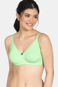 Zivame Modern Grounds Double Layered Non Wired 3/4th Coverage T-Shirt Bra - Green
