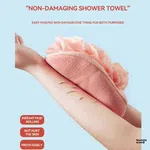2-in-1 Bath Exfoliating Mitt Glove With Mesh Loofah Puff Body Scrubber Dead Skin Remover