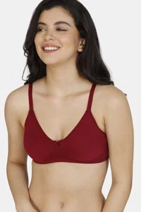 Zivame Double Layered Non Wired 3/4th Coverage Super Support Bra - Maroon