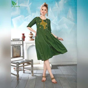 FuLoo's Floret Heavy Rayon Stylish Dress for Women #207