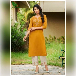 FuLoo's Monopoly Pure Cotton Designer Embroidered Kurti for Women#01