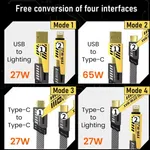 4 in 1 Multifunction Charging Cable Type C USB PD 65W Fast Charging for Phone, Tablet, Laptop