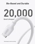Anker 543 USB-C to USB-C Cable (Bio-Based) (A80E1061) (140w,3ft,white)