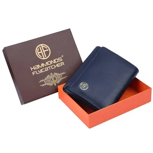 Hammonds Flycatcher Genuine Leather Blue Trifold Wallet For Men