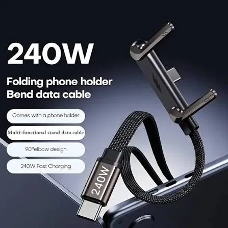 100% Original JCALLY 240W Foldable Gaming Clip Stand 2-in-1 Type-C to Type-C Cable