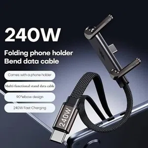 100% Original JCALLY 240W Foldable Gaming Clip Stand 2-in-1 Type-C to Type-C Cable
