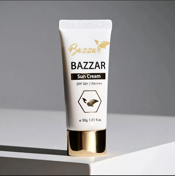 BAZZAR Sun Cream SPF 50+ PA++++ | UVA/UVB Protection | Lightweight Non-Sticky Sunscreen | Hydrating & Whitening Daily Use