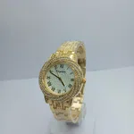 stainless steel round dial golden colour waterproof watch for women