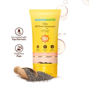 Mamaearth Chia Oil-Free Sunscreen SPF 50 PA++++ – In-Vivo Tested (ISO 24444:2019 Certified, CTRI/2025/05/086630) - 50g