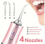 Premium Dental Flosser | 3 Speed Level (Soft,Normal Pulse) | 220ML Portable Oral Irrigator | Cordless Dental Water Flosser For Teeth Cleaning Teeth Whitening 3 Pressure Mode 4 Jet Tip IPX7 | Dental Floss | Dental Flosser | Oral Irrigator