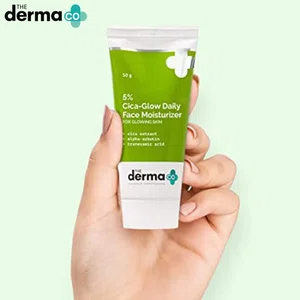 The Derma Co 5% Cica-Glow Daily Face Moisturizer With Alpha Arbutin & Tranexamic Acid - 50 G