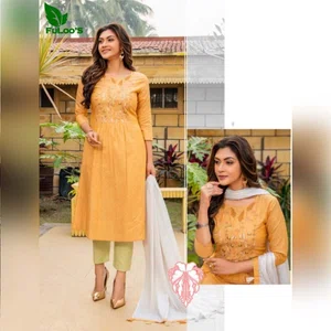 FuLoo's Seashore Pure Cotton Designer Kurti in 3 set #06