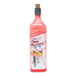 Happy Anniversary Printed Handmade Craft Bottle With Light Lamp