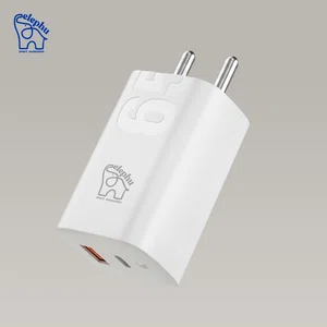 Elephu ep-65U| Super-Fast Charger| Dual Port (Type C and USB) | Type C To C Fast Cable Included|