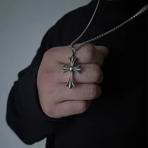 Chrome Hearts Cross Pendant Necklace for Men & Women – Stainless Steel Chain Jewelry