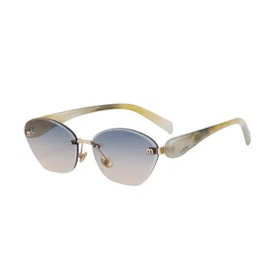 Oudi Premium UV Protected Lens Gold-Toned Polycarbonate Rimless Sunglasses for Women Green-Orange