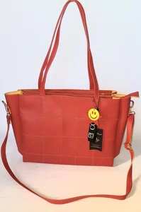 Red / Brown Tote Style Ladies Bag