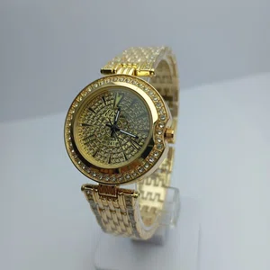 Women Watch Gold  Colour Fashionable  Round Dial Stainless Steel Waterproof Watch For Women
