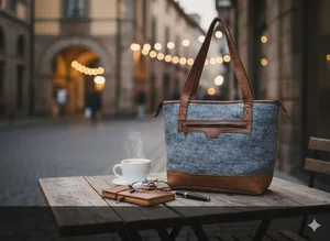 Handcrafted Nepali Felt & Leather Shoulder Bag