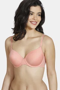 Zivame Beautiful Basics Padded Wired 3/4th Coverage T-Shirt Bra-Desert Flower