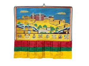 Tibetan Buddhist Potala Palace Wall Hanging Tapestry Brocade Nepal Sacred Décor