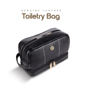 Hammonds Flycatcher Genuine Leather Shaving Bag for Men - Leather Toiletry Bag