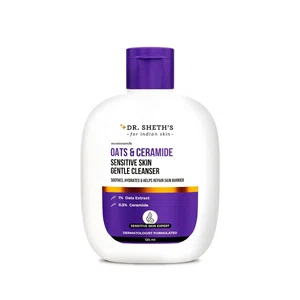 Dr. Sheth's Oats & Ceramide Sensitive Skin Gentle Cleanser | For Delicate Irritated Skin | pH Balanced, Daily Use Non-Drying Cleanser To Hydrate, Soothe & Restores Skin Barrier | Cleans Dirt, Oil & Make-Up | Free of Sulphates, Paraben, Dye & Fragrance | F