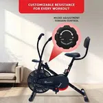 BODy GYM Dual Action Air Bike/Exercise Bike for Home |Gym Cycle for Workout With Adjustable Cushioned Seat | Non-Slip Pedals | Moving Handles Black Gym Bike, Max user weight 120 KG