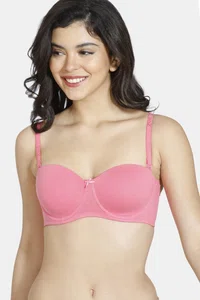 Zivame Padded Wired 3/4th Coverage Strapless Bra-Coral