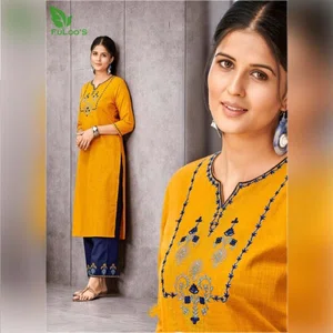FuLoo's Prestige Pure Cotton Pattern Designer Embroidered Kurti for Women #03