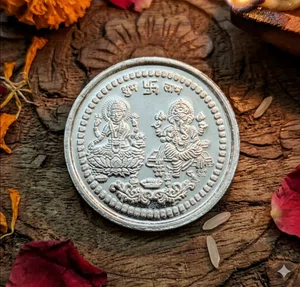 PURE SILVER COIN WITH LAXMI GANESHA AND SHREEYANTRA 5 GM