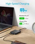 Anker 65W 4 Port PIQ 3.0 & GaN Fast Charger Adapter, PowerPort Atom III Slim Wall Charger - 45W USB C Port, Ideal for MacBook, Laptops, iPad Pro, iPhone, Galaxy, Pixel