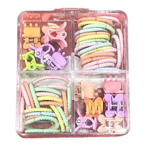Multicolori Clip And Hair Tie For Toddlers-1 packet