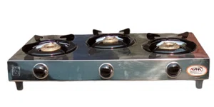 Alpha Home Jointless Stainless Steel 3 Burner Gas Stove Automatic Heavy Body 2 Year Warrantyl