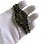 Quartz Movement Black Color Stainless Steel Water Resistant Watch For Women
