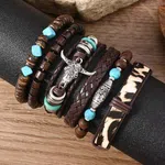 Men 6 Leather Multistrand Bracelet