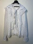Elegant White Polka Dot Bow Blous