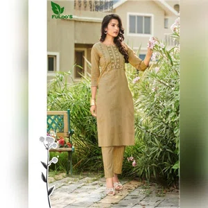 FuLoo's Octave Pure Cotton Designer Embroidered Kurti for Women #01