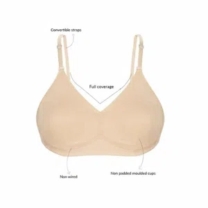 Zivame Double Layered Non Wired Full Coverage Backless Bra-Skin