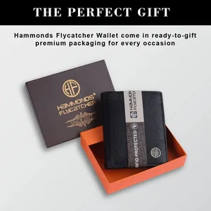 Hammonds Flycatcher RFID Protected Black Leather Wallet For Men (HF 514 BLK)