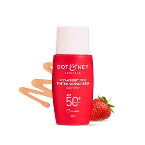 Dot & Key Strawberry Dew Tinted Sunscreen | 03 Sand | In-Vivo Tested SPF 50+ PA++++ With New-Age UV Filters, Brightens & Protects Skin, Ultra-light, Blends Easily, With Niacinamide, Natural Finish, Non-Sticky | 50ml