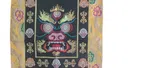 Tibetan Mahakala Embroidered Banner, Silk Brocade & Cotton Wall Hanging