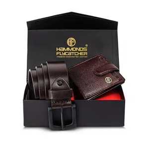 Hammonds Flycatcher Leather Brown Wallet Belt Combo Gift Set For Men