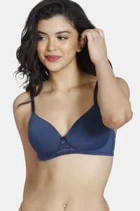 Zivame Padded Non Wired 3/4th Coverage T-Shirt Bra-Sargasso Sea