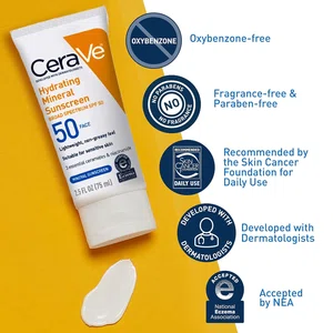 CeraVe Face Sunscreen SPF 50 (75ml) - 100% Mineral Filter with Ceramides & Niacinamide - Fragrance-Free