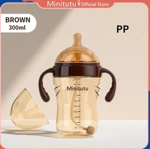 Minitutu 7.2cm Wide Neck Series Baby Feeding Bottle – 300ml PP/PPSU Anti-Colic (For 9+ month)