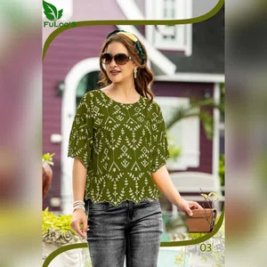 FuLoo's Nirvana Schiffli Designer Tops in Rayon For Women# 03
