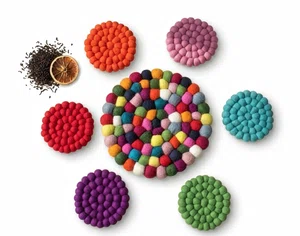 Multy Color Tea Coaster 6 pcs & Pot Mat 1 Pce