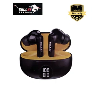 Bullet Power Pro-14 Stereo Headset True Wireless Earbuds TWS Bluetooth 5.3 with LED Display & Hi-Fi Audio - Black/Yellow