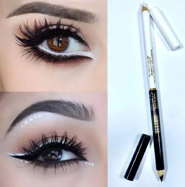 2Piece 2 in 1 Professional Black & White Eyeliner Pencil Makeup Eye Liner Waterproof Long Lasting Kajal